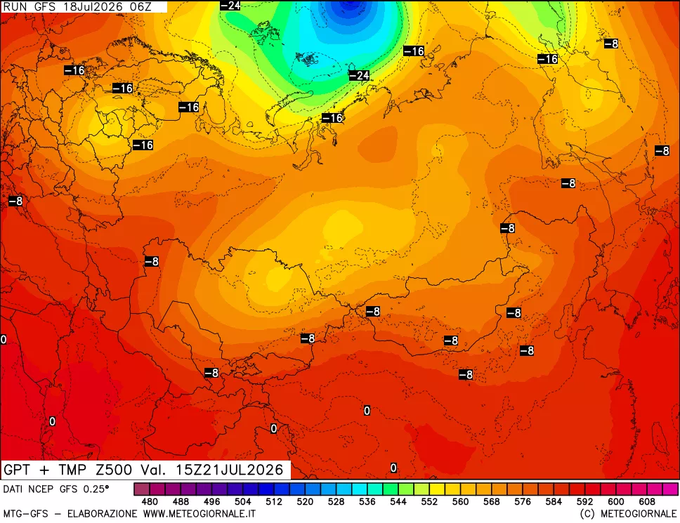 mappa 500 hPa GPT + Temp