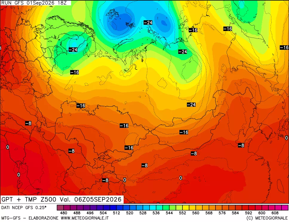 mappa 500 hPa GPT + Temp