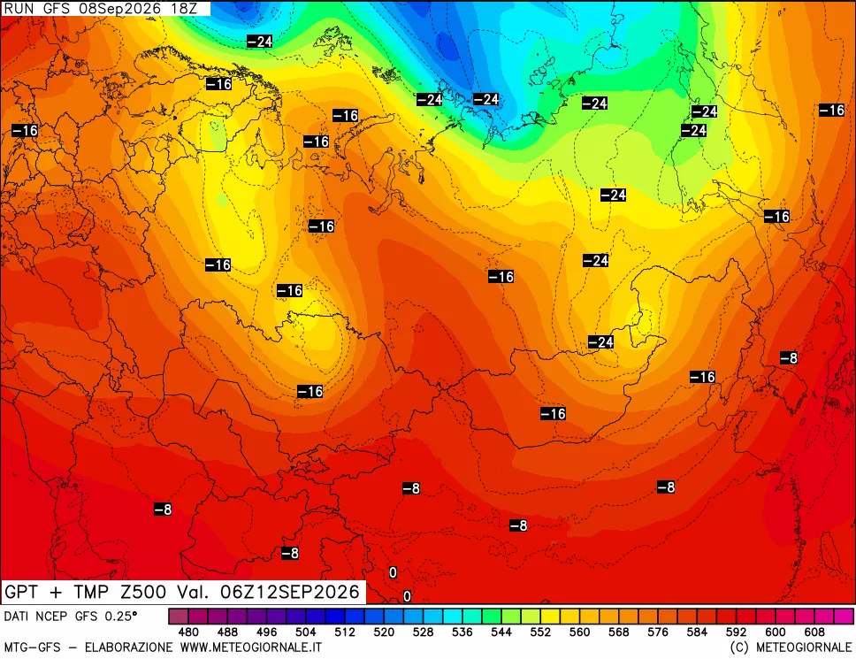 mappa 500 hPa GPT + Temp