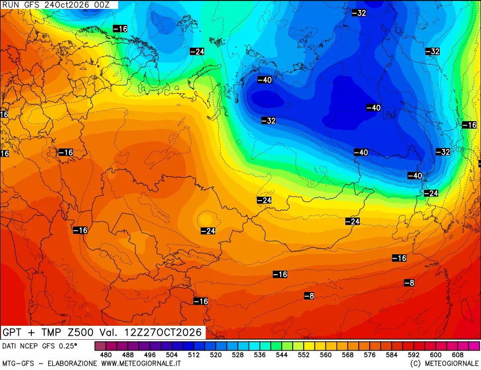 mappa 500 hPa GPT + Temp