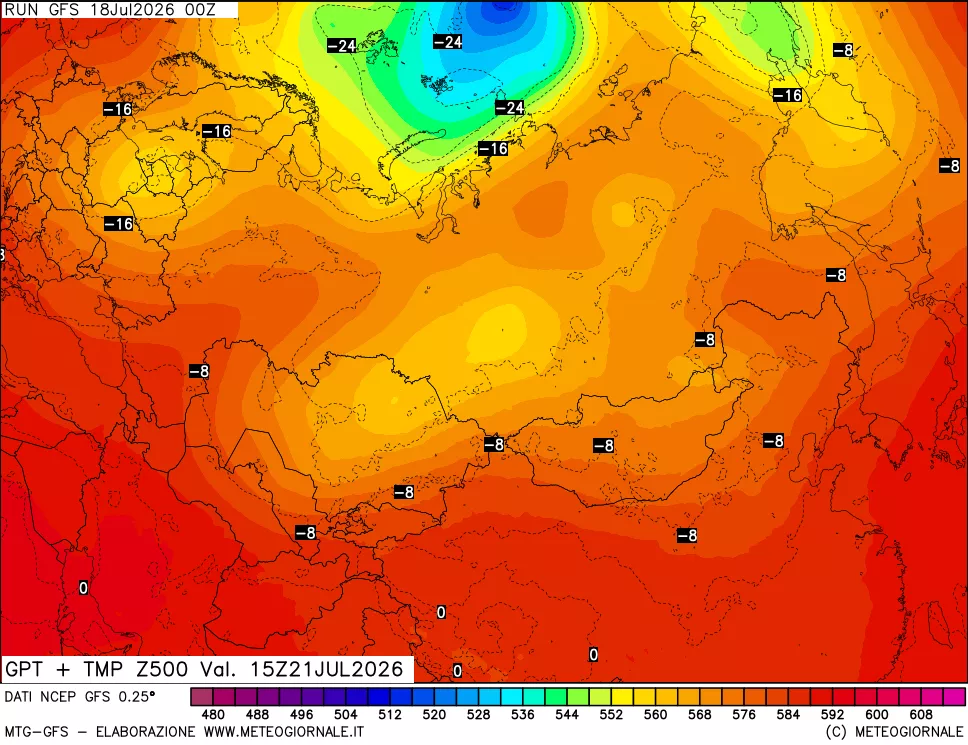 mappa 500 hPa GPT + Temp