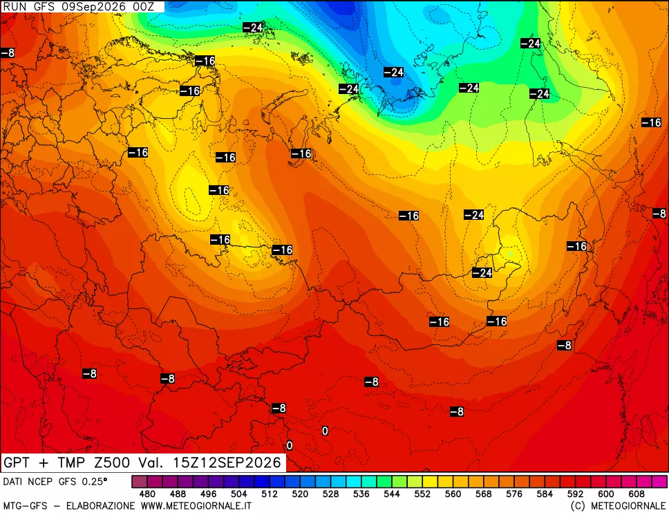 mappa 500 hPa GPT + Temp