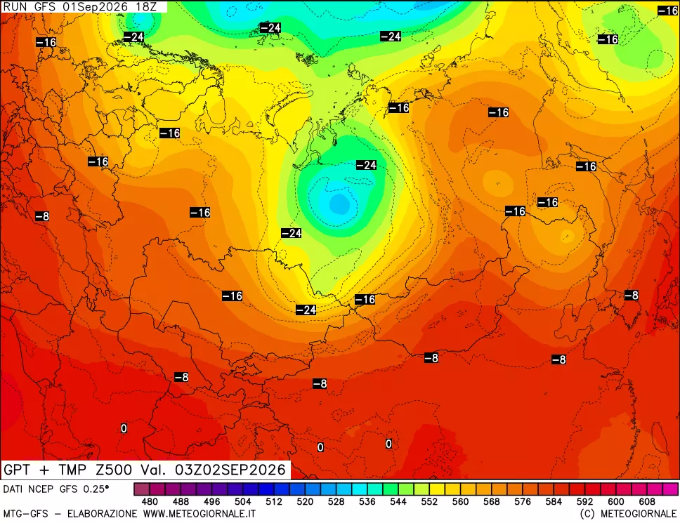mappa 500 hPa GPT + Temp