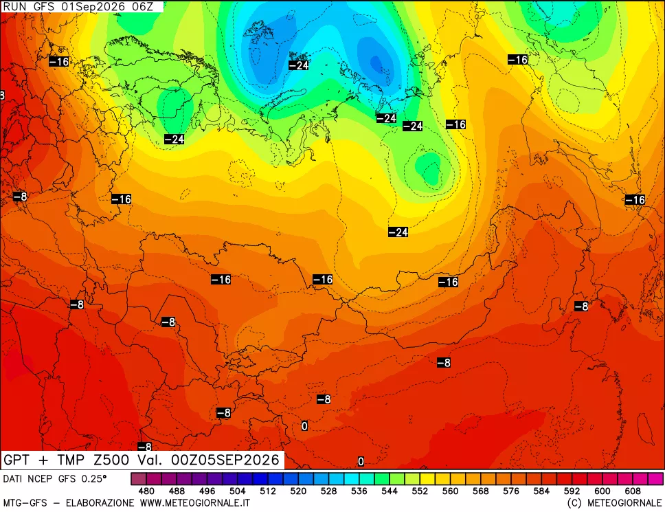 mappa 500 hPa GPT + Temp