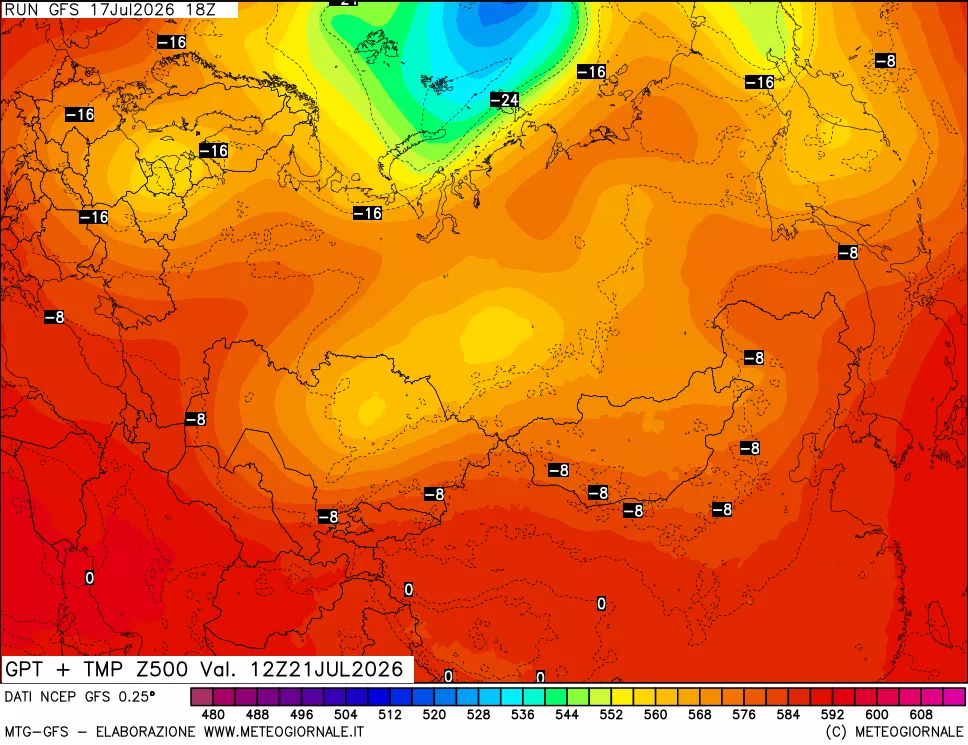 mappa 500 hPa GPT + Temp