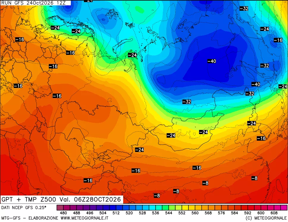 mappa 500 hPa GPT + Temp