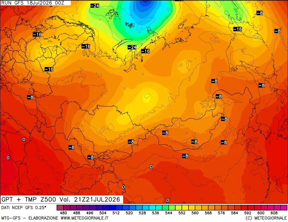 mappa 500 hPa GPT + Temp