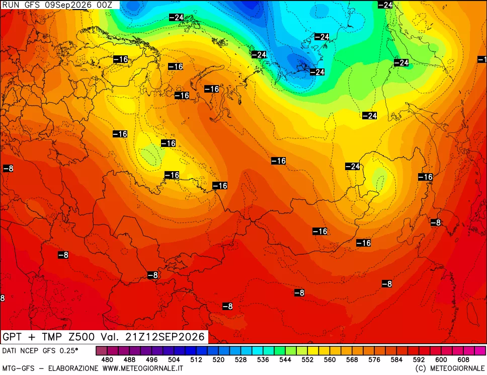 mappa 500 hPa GPT + Temp