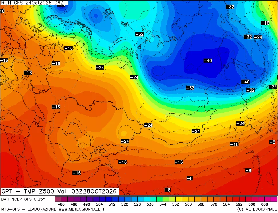 mappa 500 hPa GPT + Temp