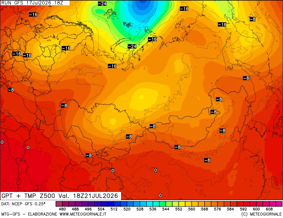 mappa 500 hPa GPT + Temp