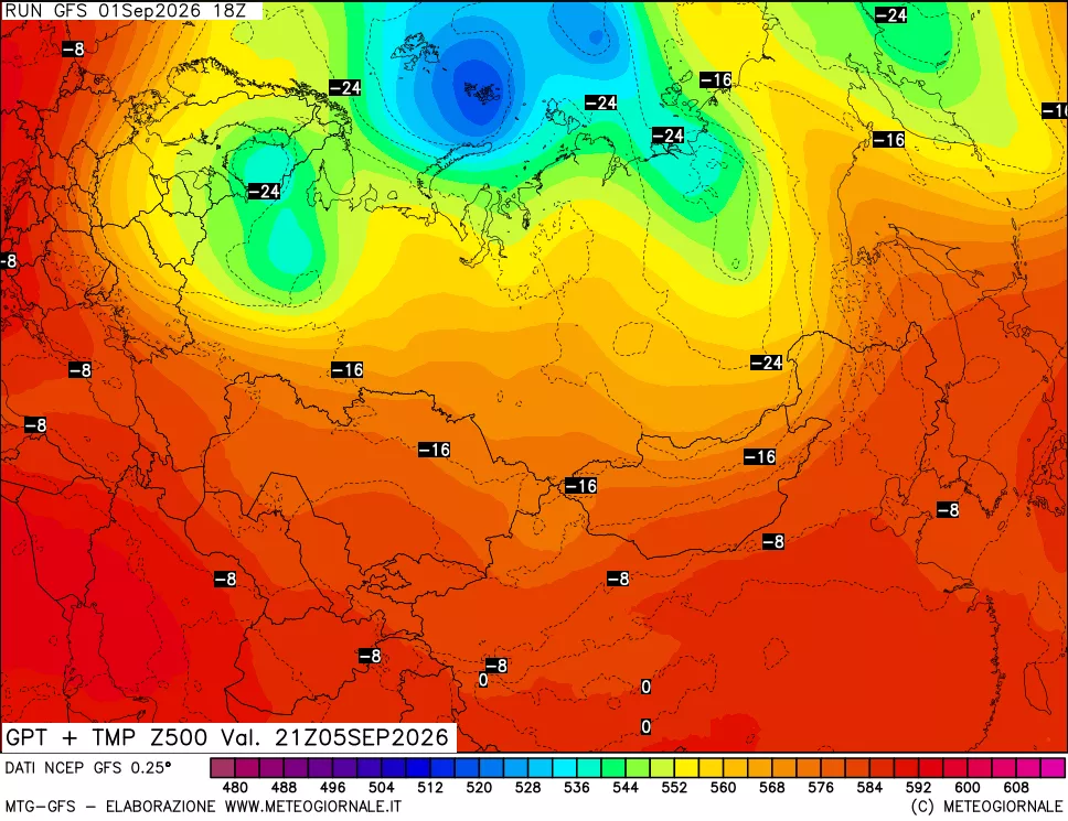 mappa 500 hPa GPT + Temp