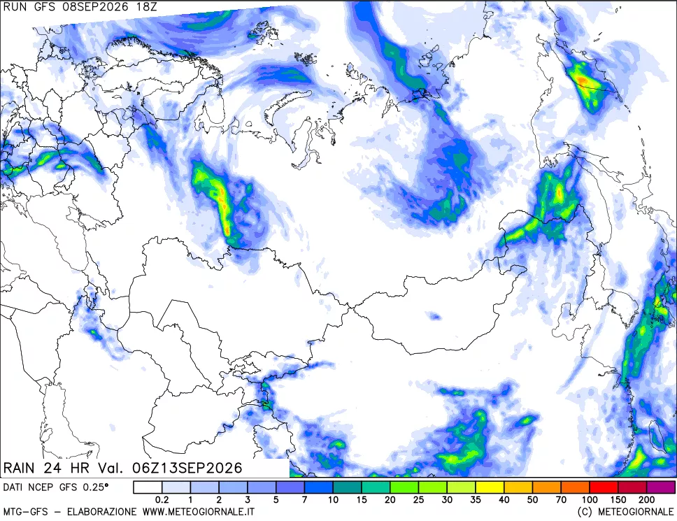 mappa Precipitazioni 24 ore precedenti
