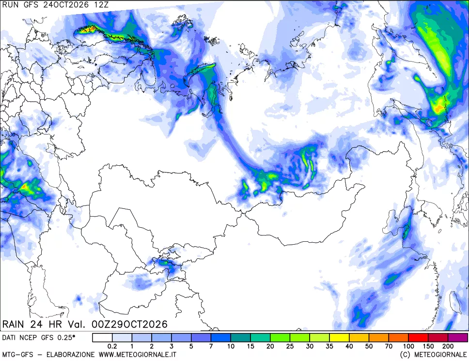 mappa Precipitazioni 24 ore precedenti