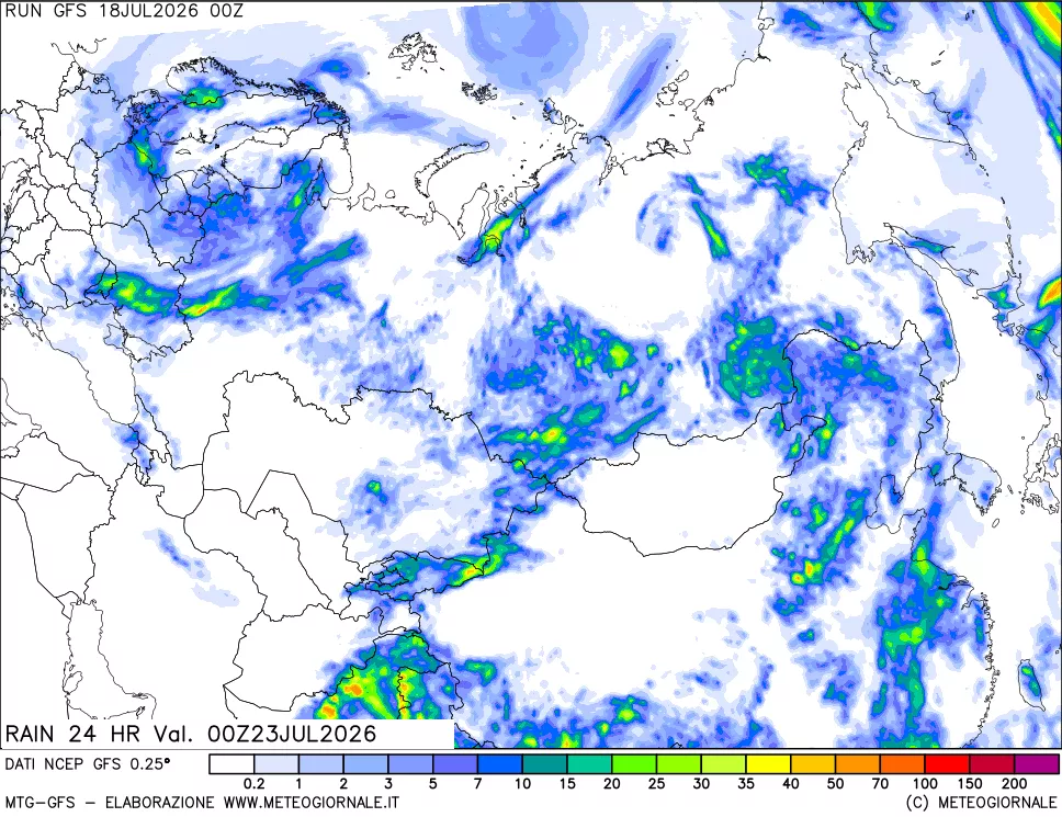 mappa Precipitazioni 24 ore precedenti