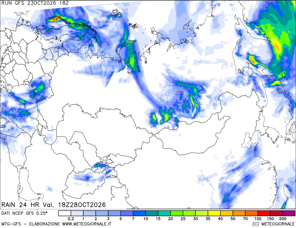 mappa Precipitazioni 24 ore precedenti