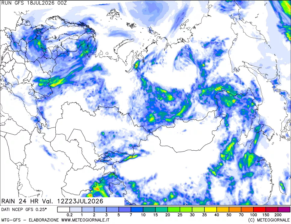 mappa Precipitazioni 24 ore precedenti