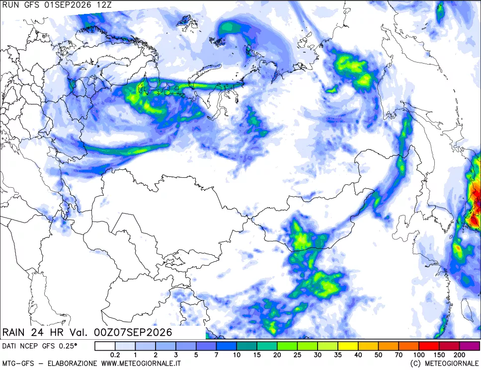 mappa Precipitazioni 24 ore precedenti
