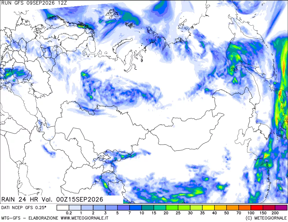 mappa Precipitazioni 24 ore precedenti