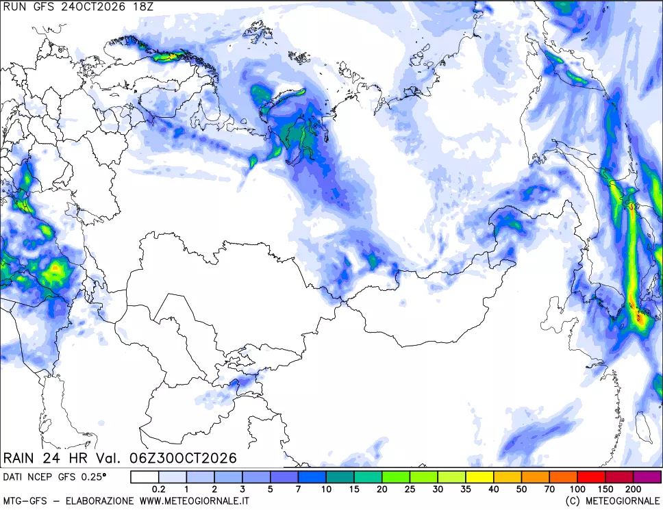 mappa Precipitazioni 24 ore precedenti