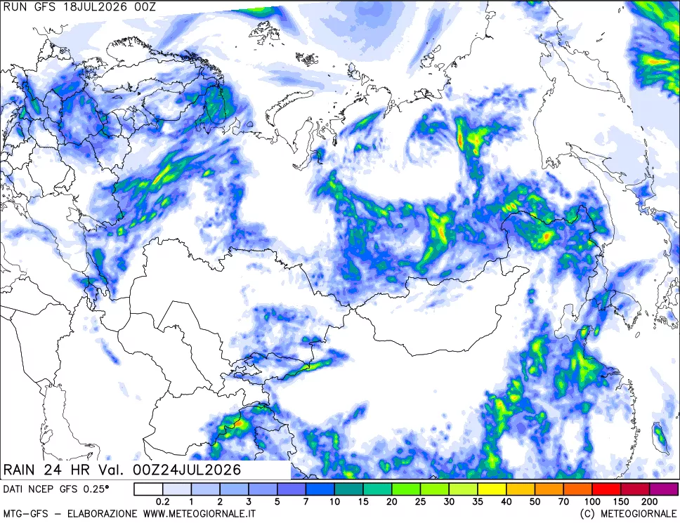 mappa Precipitazioni 24 ore precedenti