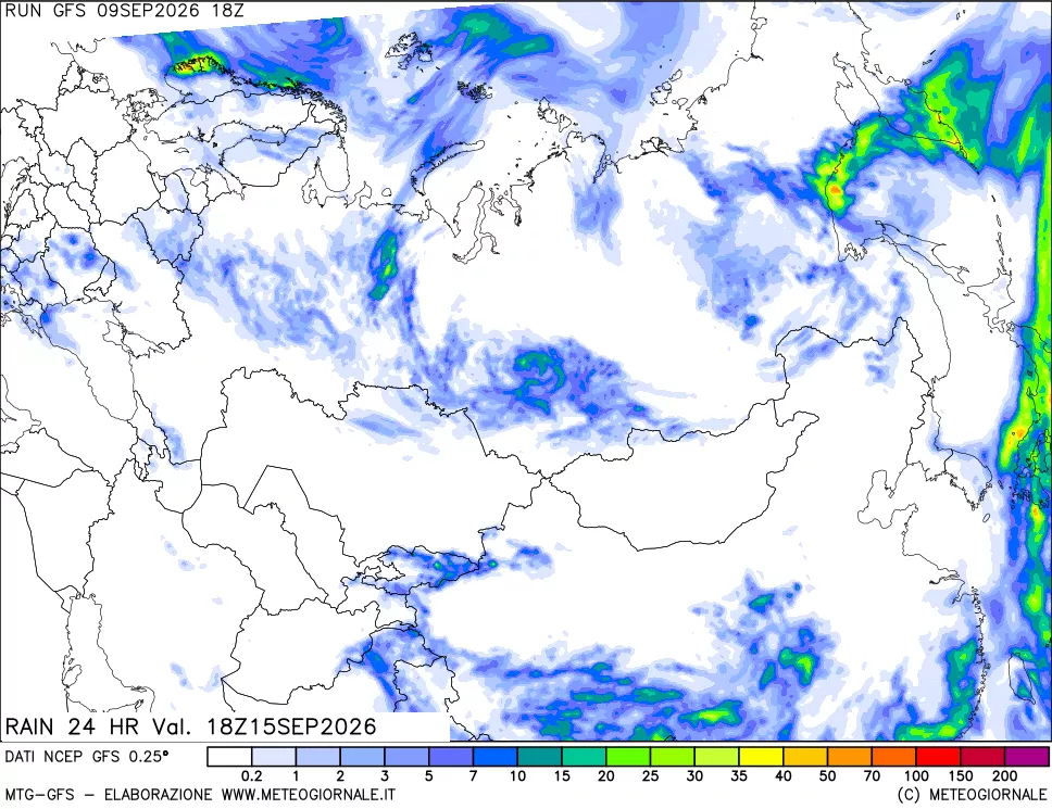 mappa Precipitazioni 24 ore precedenti