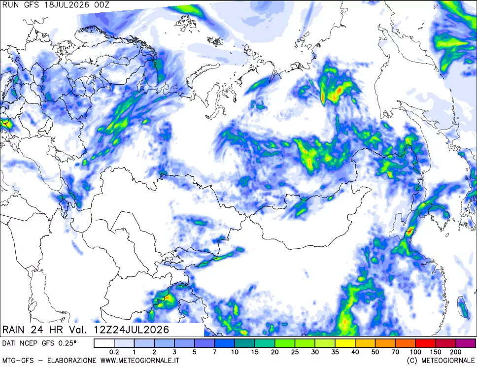 mappa Precipitazioni 24 ore precedenti