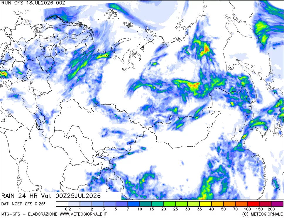 mappa Precipitazioni 24 ore precedenti