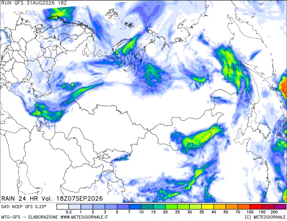 mappa Precipitazioni 24 ore precedenti