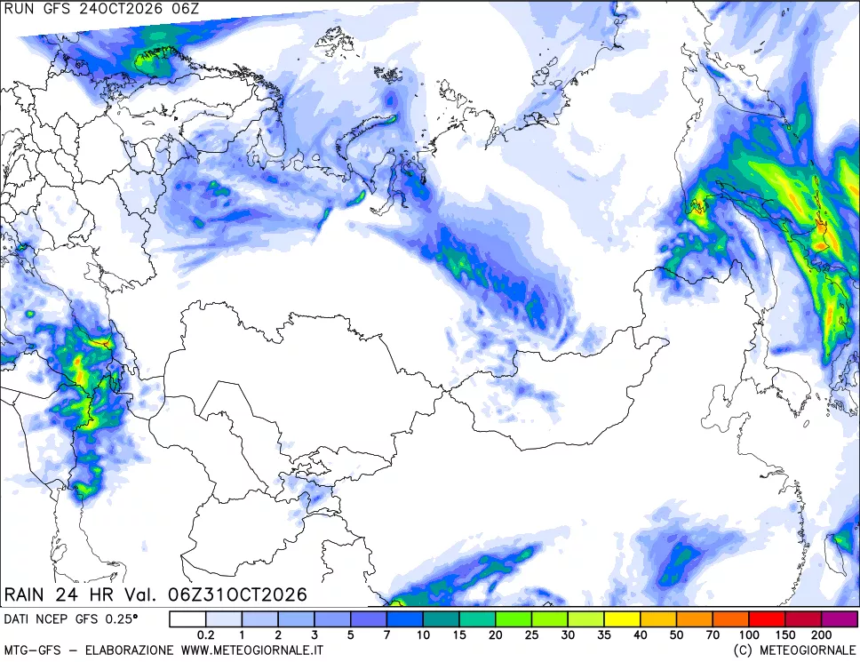 mappa Precipitazioni 24 ore precedenti