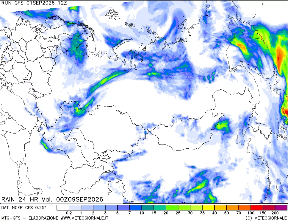 mappa Precipitazioni 24 ore precedenti