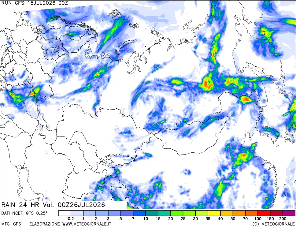 mappa Precipitazioni 24 ore precedenti