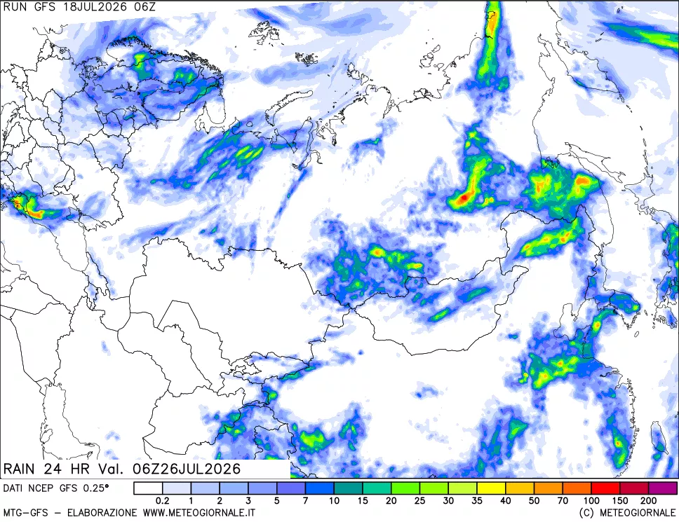 mappa Precipitazioni 24 ore precedenti