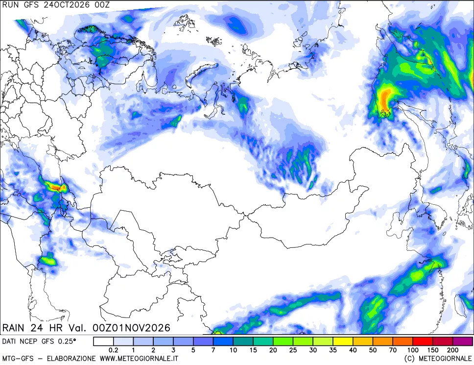 mappa Precipitazioni 24 ore precedenti