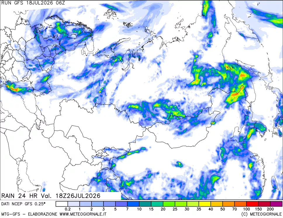 mappa Precipitazioni 24 ore precedenti