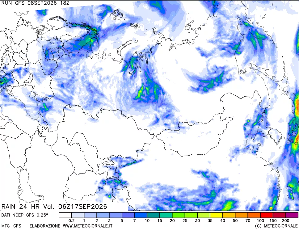 mappa Precipitazioni 24 ore precedenti