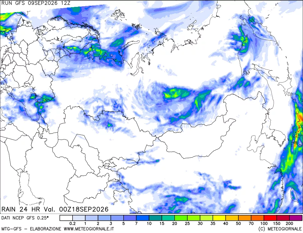 mappa Precipitazioni 24 ore precedenti