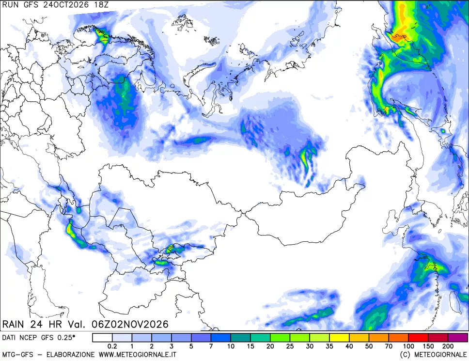 mappa Precipitazioni 24 ore precedenti
