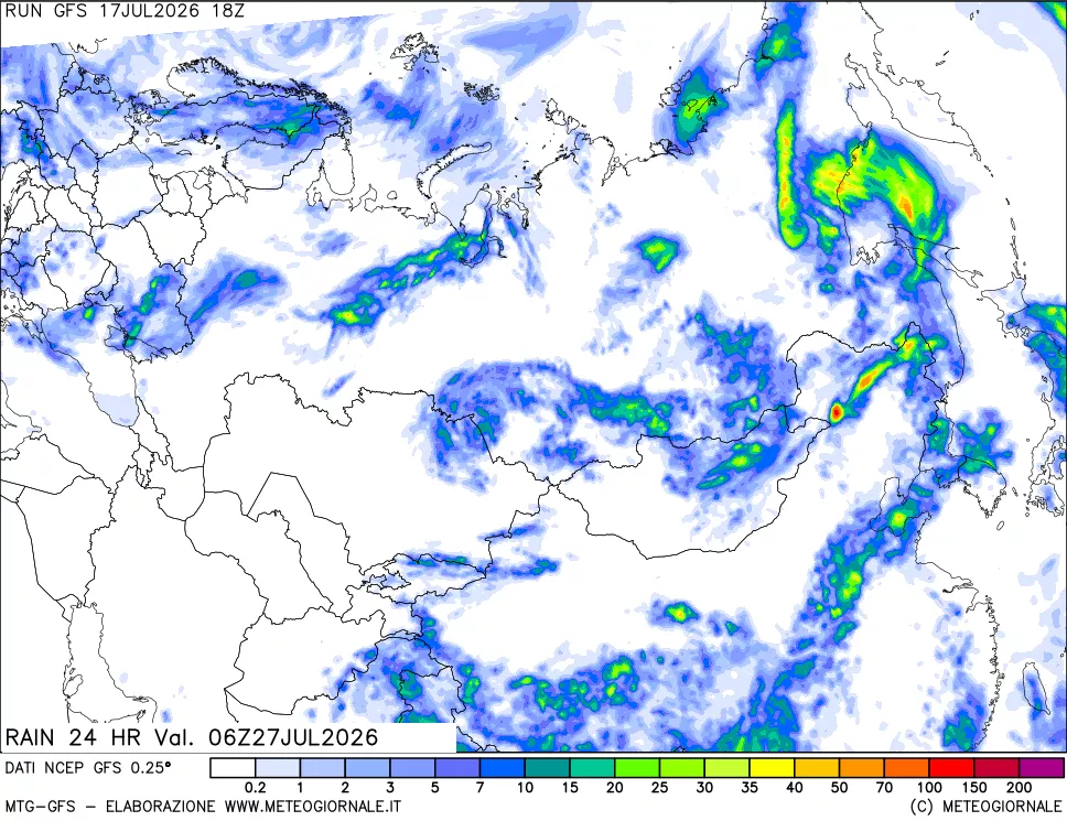 mappa Precipitazioni 24 ore precedenti