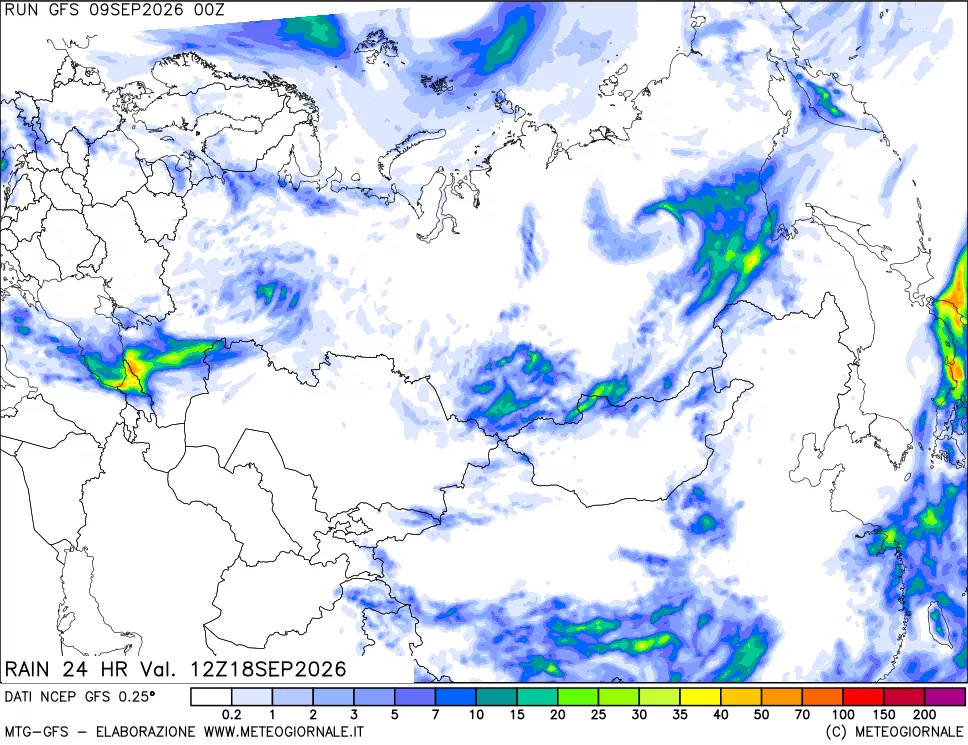 mappa Precipitazioni 24 ore precedenti