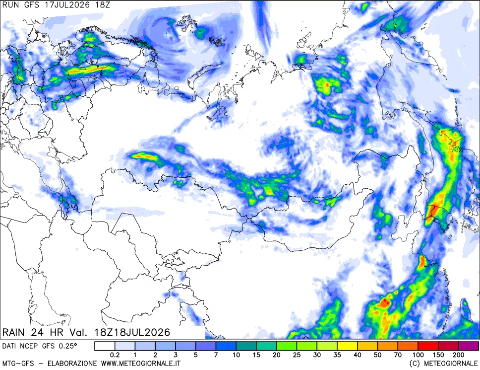 mappa Precipitazioni 24 ore precedenti