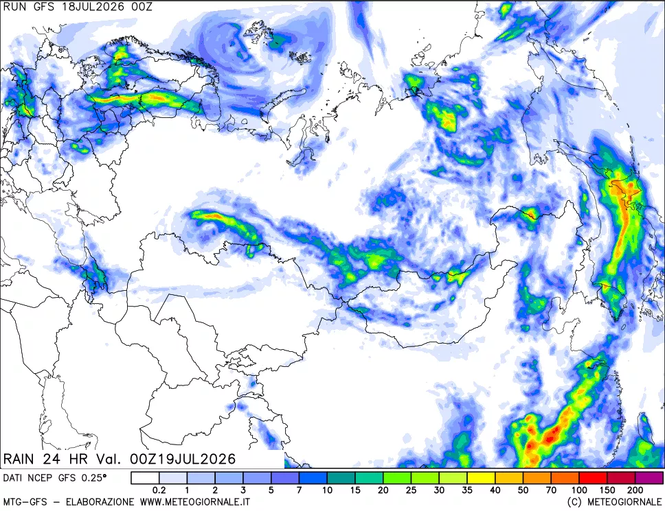 mappa Precipitazioni 24 ore precedenti