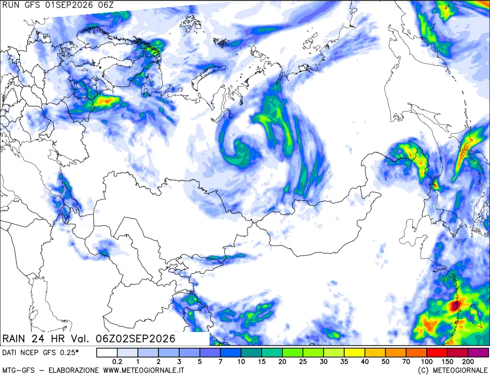 mappa Precipitazioni 24 ore precedenti