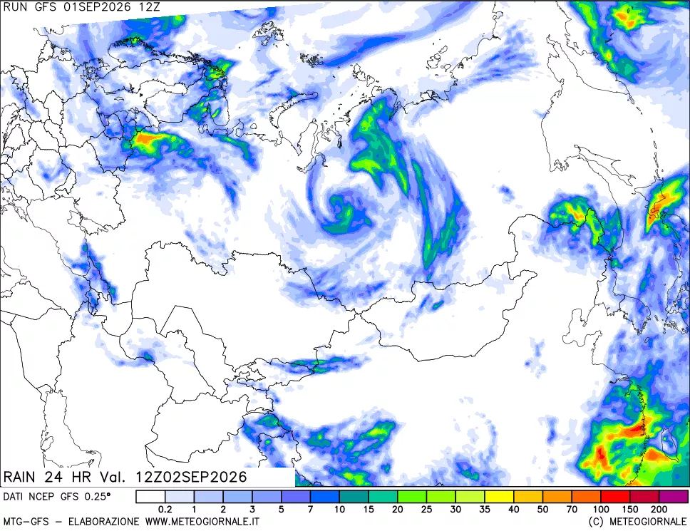 mappa Precipitazioni 24 ore precedenti