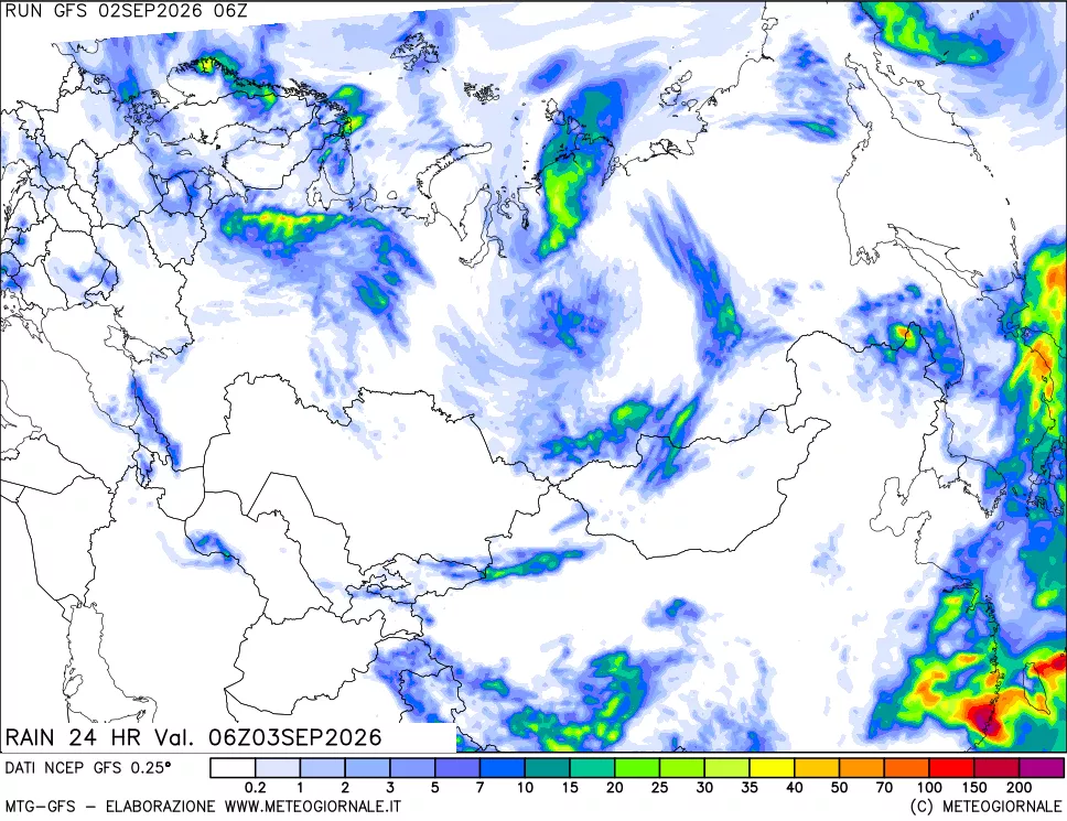 mappa Precipitazioni 24 ore precedenti