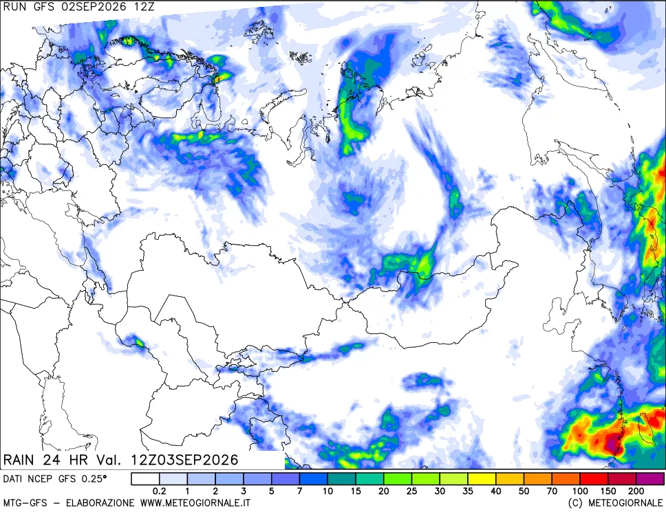 mappa Precipitazioni 24 ore precedenti
