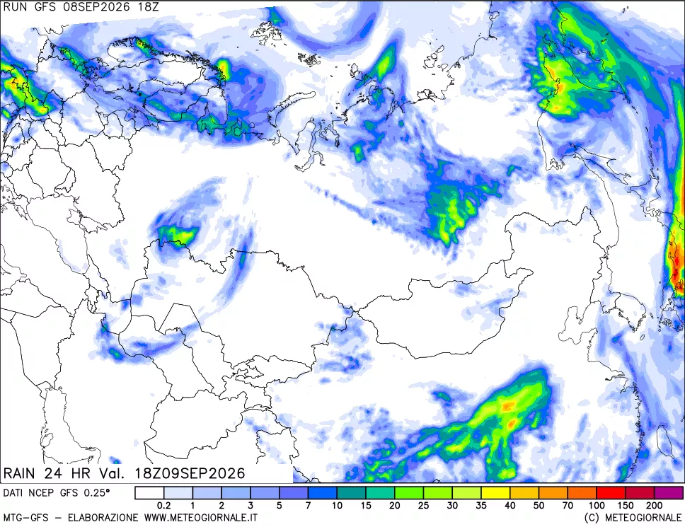 mappa Precipitazioni 24 ore precedenti