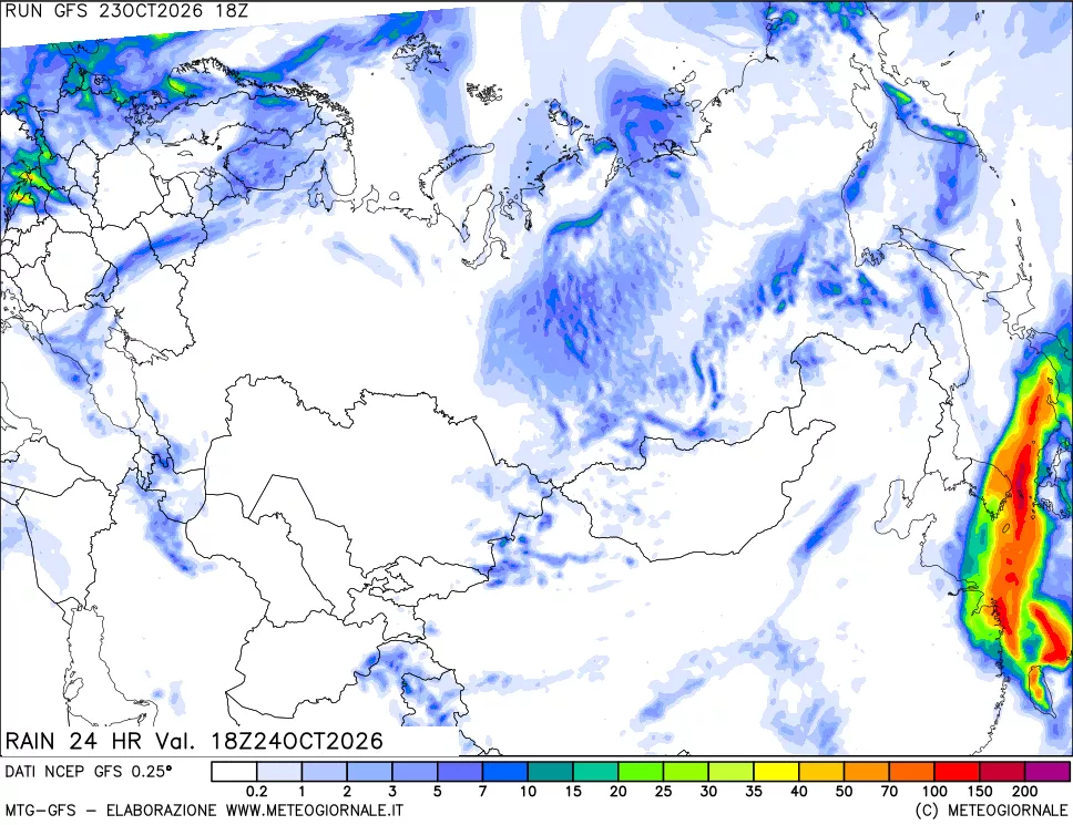 mappa Precipitazioni 24 ore precedenti