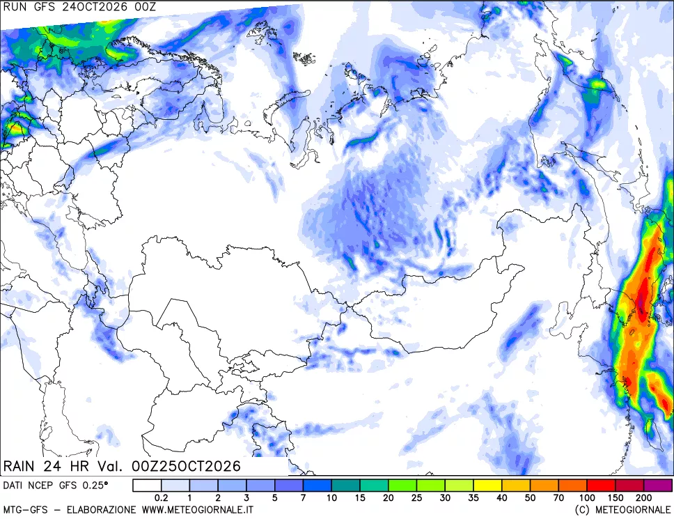 mappa Precipitazioni 24 ore precedenti