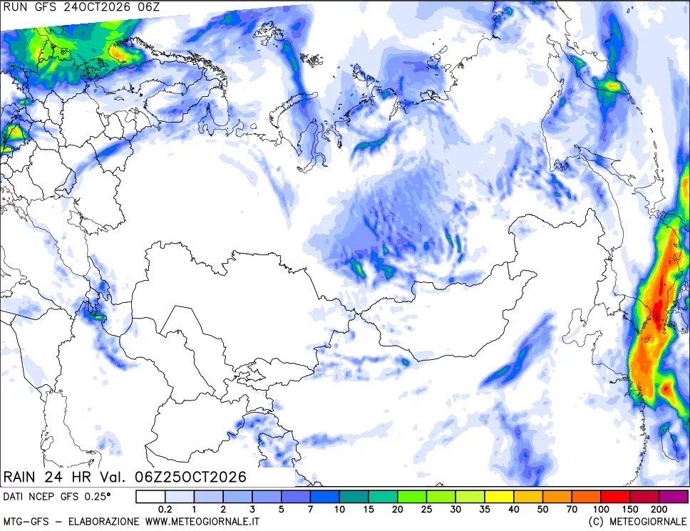 mappa Precipitazioni 24 ore precedenti