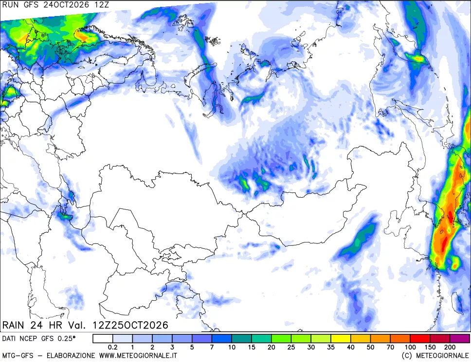 mappa Precipitazioni 24 ore precedenti